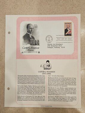 RARE COLLECTIBLE USPS 1ST DAY ISSUE COVER CARTER WOODSON BLACK HERITAGE STAMP